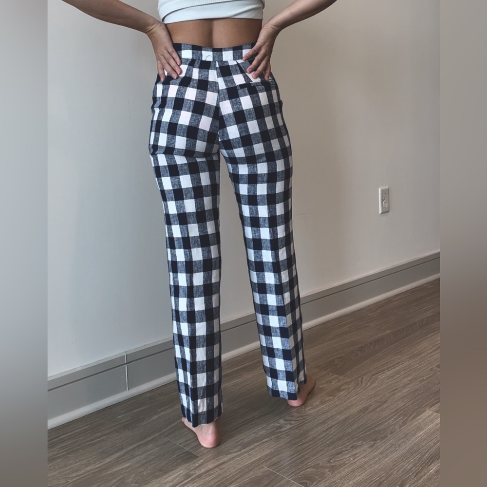 Reformation Linen blue and white pants